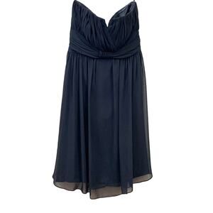 White House Black Market Strapless Midi Chiffon Black Dress